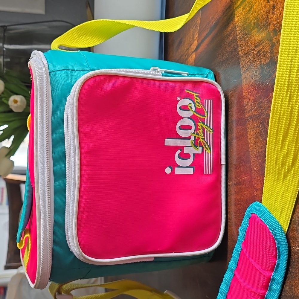 Igloo Retro Softsided Lunch Bag- Pink, Teal, and Yellow - Picture 2 of 6